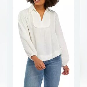 NWT INDUSTRY REPUBLIC CLOTHING Women's White Cotton Blouse, Size Medium